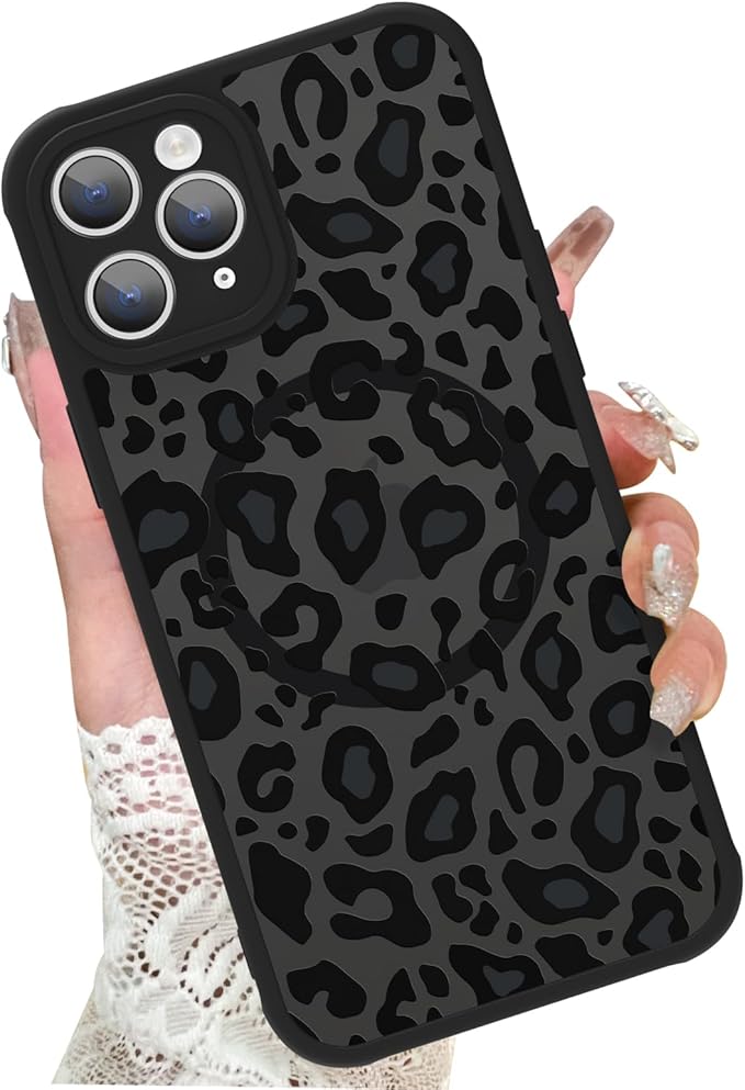 KANGHAR Case for iPhone 11 Pro Phone Case [Compatible with Magsafe] Leopard Printed Pattern Cute Cheetah Protective Magnetic Case for Girls Women Men 5.8"
