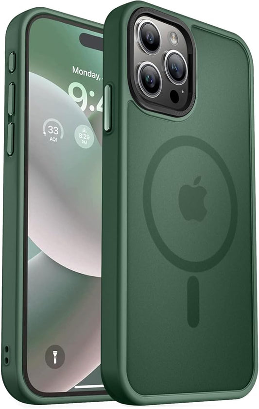 MOCCA Strong Magnetic for iPhone 15 Pro Max Case, [Compatible with Magsafe][13FT Military Drop Protection] Slim Translucent Matte Shockproof Case for iPhone 15 ProMax Case 6.7'', Midnight Green