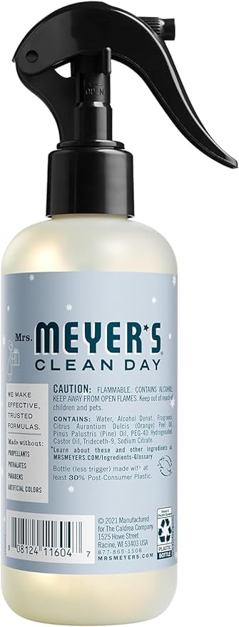 MRS. MEYER'S CLEAN DAY Room and Air Freshener Spray, Non-Aerosol Spray Bottle Infused with Essential Oils, Limited Edition Snowdrop, 8 fl. oz - Pack of 3