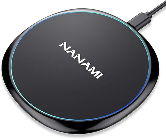 Fast Wireless Charger, NANAMI 7.5W Charging Pad Compatible iPhone 16/16 Plus/16 Pro/16 Pro Max/15/14/13/12, 10W Qi Charger for Samsung Galaxy S25/S25 Ultra/S24/S24 Ultra//S23/S22/S21 & 5W AirPods 2