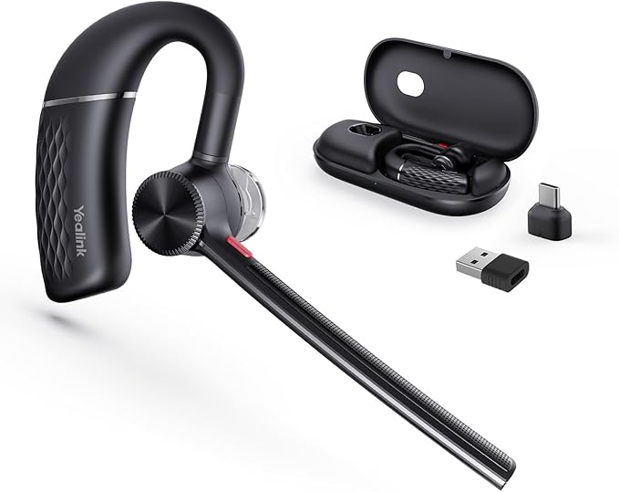 Yealink BH71 Pro Bluetooth Headset with USB-C/A Dongle, Teams Certified, Wireless Earphone for Cell Phone,PC,Laptop,Noise Cancelling Microphone, Adjustable Ear Hook