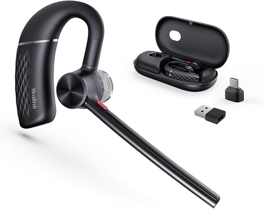 Yealink BH71 Pro Bluetooth Headset with USB-C/A Dongle, Teams Certified, Wireless Earphone for Cell Phone,PC,Laptop,Noise Cancelling Microphone, Adjustable Ear Hook