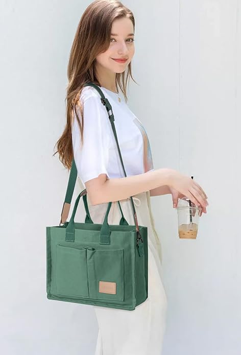 Tote Bags for Women Canvas Tote Purse Crossbody with Pockets Top Handle Shoulder Satchel Bag for Women