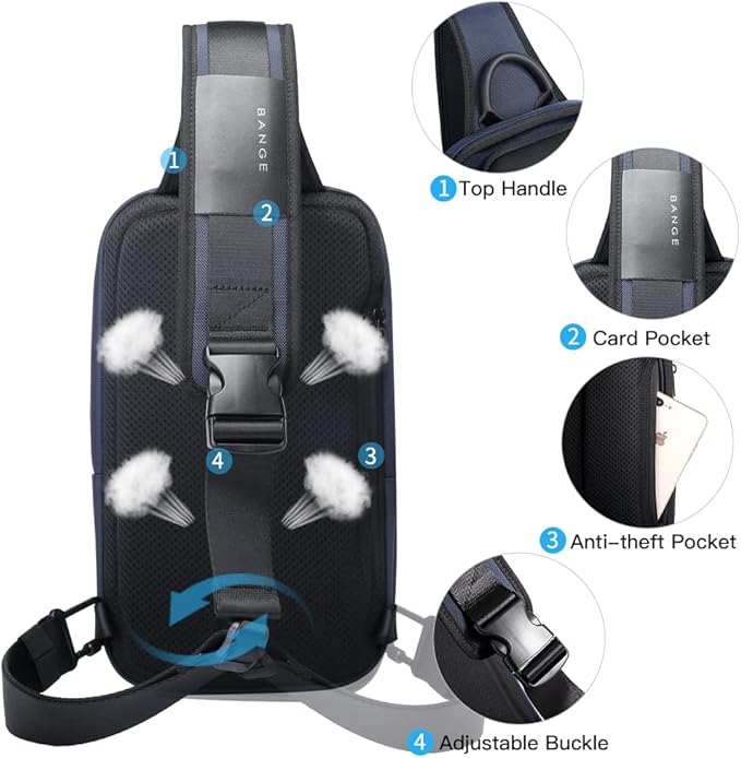 BANGE Sling Bag, Waterproof Men's Chest Bag Shoulder bags Crossbody Sling Backpack for Men……