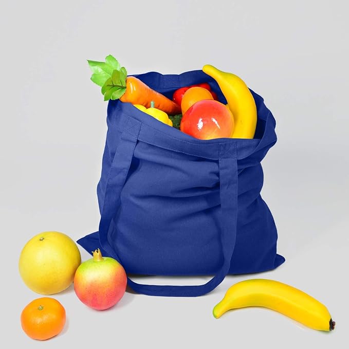 NPBAG 25 Pack 15'' X 16'' Blue Cotton Tote Bags, Lightweight Blank Bulk Cloth bags with 1pc of PTFE Teflon Sheet