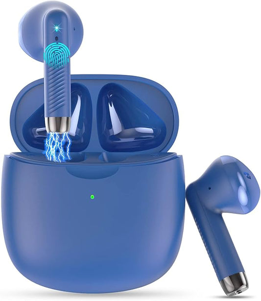 Wireless Earbuds, Bluetooth 5.4 Earbuds Stereo Bass, Bluetooth Headphones in Ear Noise Cancelling Mic, Earphones IP7 Waterproof Sports, 32H Playtime USB C Charging Case Blue Ear Buds for Android iOS
