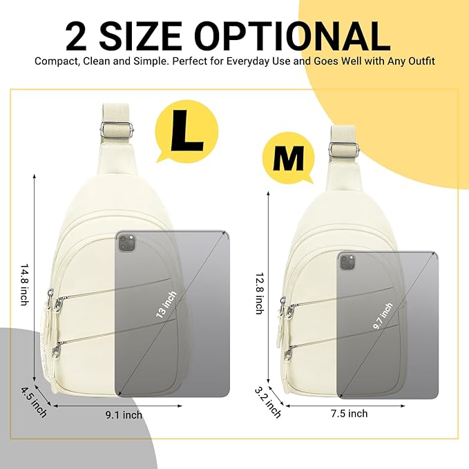 Crossbody Bags for Women, Sling Bag for Men, Small Hiking Backpack Anti Theft Lightweight for Outdoors Travel (M, Beige)