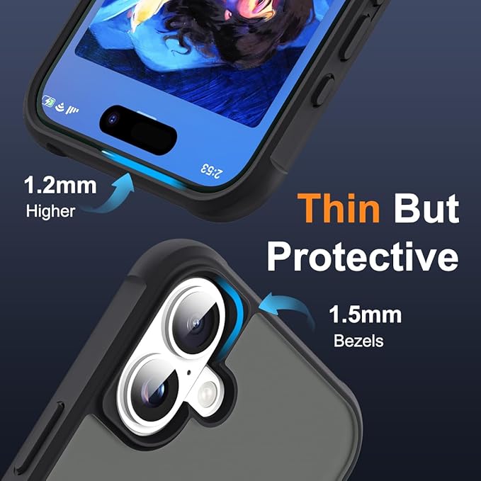 Compatible with iPhone 17 Case with Invisible Magnetic O-Ring Stand Military-Grade Translucent Phone Case for iPhone 17 6.3" [Compatible with Mag-Safe][Great Grip Feeling], Black