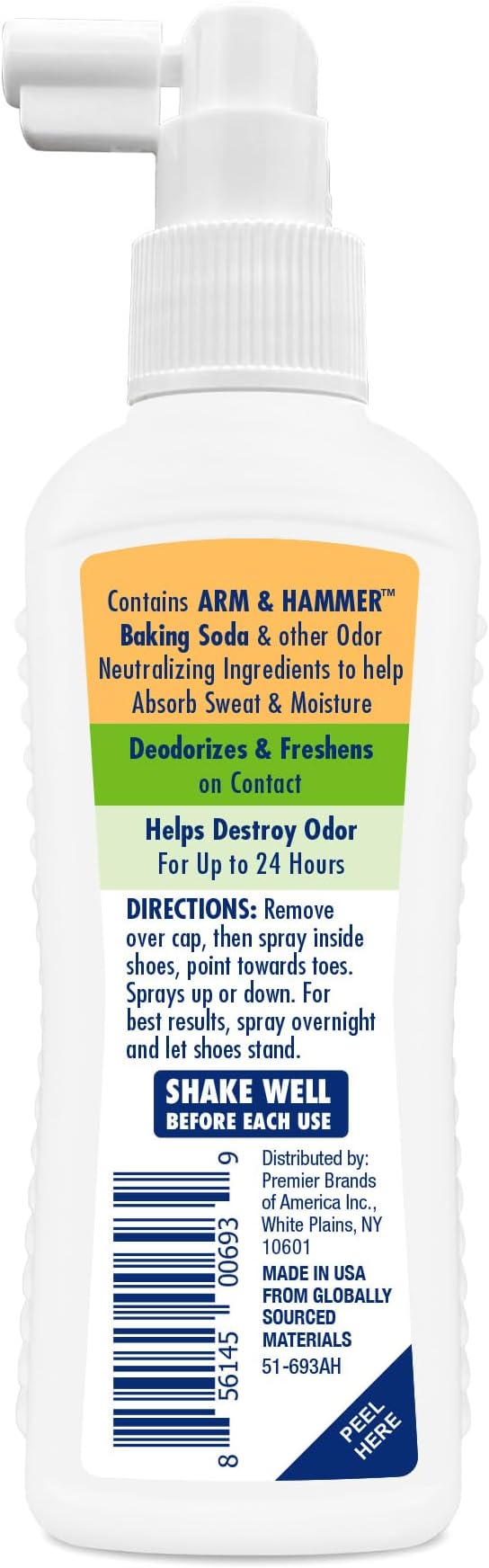 Arm & Hammer Shoe Refresher Spray, Odor Eliminator for Sneakers, 24 Odor & Wetness Control, Aerosol-Free Shoe Deodorizer Spray, Fresh Rain Scent, 3.4 oz