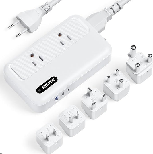 BESTEK 220V to 110V Converter with USB-C 35W, Universal Travel Adapter, US to Europe Power Converter for Hair Straightener/Curling Iron, Step Down Transformer(AU/EU/UK/India/South Africa Plug Adapter)
