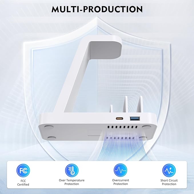 Wireless Charger for iPhone - 5 in 1 Charging Station for Multiple Devices Apple: Fast Wireless Charging Stand Dock for iPhone 16e 16 15 14 13 12 Pro Max Apple Watch Airpods(White)
