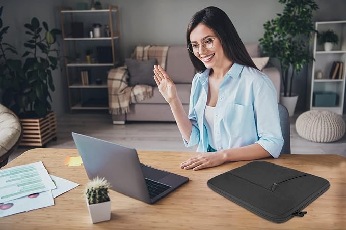 Laptop Sleeve Bag 15.6 inch, BOOEUDI Shockproof Protective Computer Carrying Cover with Front Pocket, Briefcase Handbags Laptop Case for 15.6 inch HP, Dell, Acer, Asus, Notebook, Grey