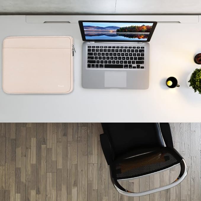 Laptop Sleeve Case 14 inch, Shockproof Protective Notebook Cover Bag with Accessory Pocket, Durable Carrying Laptop Case Compatible for MacBook HP Lenovo Dell Asus Acer, Light Pink