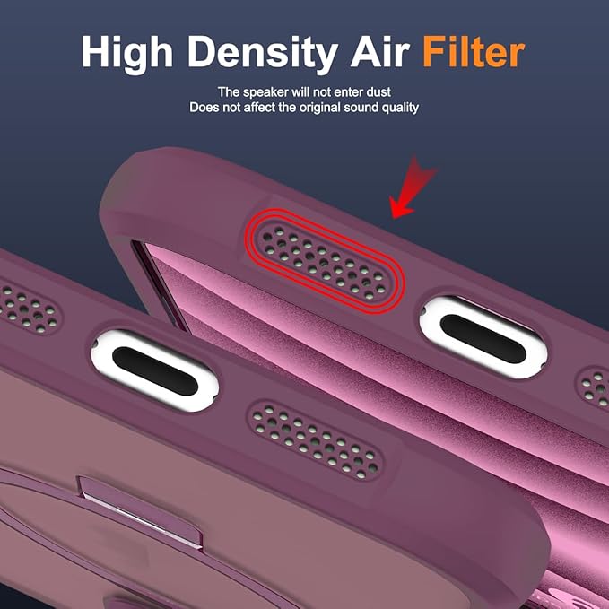 Compatible with iPhone 16 Pro Case with Invisible Magnetic O-Ring Stand Military-Grade Translucent Case for iPhone 16 Pro 6.3" [Compatible with Mag-Safe][Great Grip Feeling], Wine Red