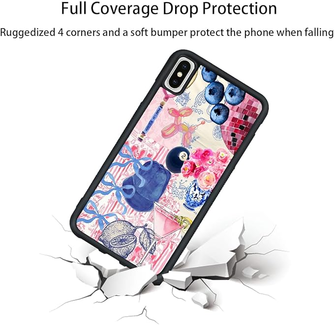 Aesthetic Collage Shockproof Protective Trendy Preppy Phone Case for iPhone Xs MAX Cute Flower Bow Cover