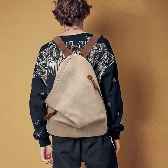 KL928 PU Leather Vintage Backpack – Large Casual Daypack Outdoor Travel Rucksack Hiking Backpacks for Men Women