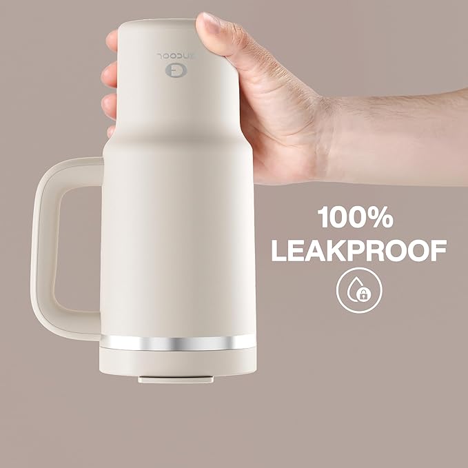 32 oz Tumbler with Handle and Straw: Stainless Steel Insulated Tumbler Keeps Cold for 24 Hours, Leakproof Travel Cup Fits in Cup Holder and BPA-Free, Cream Moon