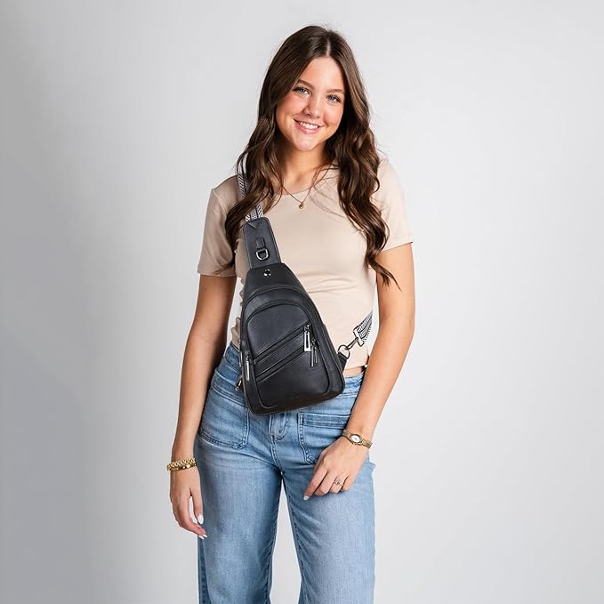 Sling Bag for Women Crossbody Purse Leather Crossbody Bag Fanny Pack Chest Pack for Travel Everyday Vacation