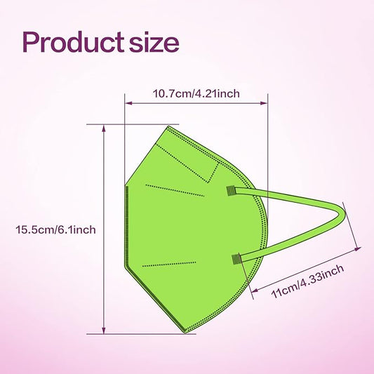 Miuphro KN95 Face Mask 50 Pack, Disposable Respirator Masks, 5 Layer Design Safety Mask for Protection, Ideal for Men and Women (Green)