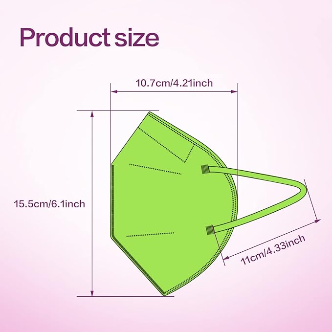 Miuphro KN95 Face Mask, 5-Layer Design Cup Dust Safety KN95 Masks 25 Pack, Green