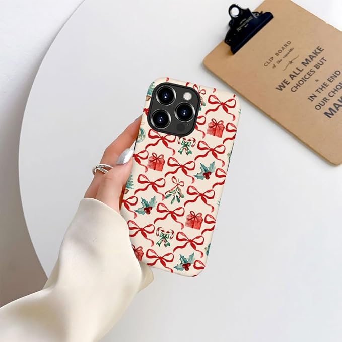 DAIZAG Case Compatible with for iPhone 13 Pro,Christmas Tree Ribbon Bow Phone Case for iPhone 13 Pro for Girl Women Boy Men