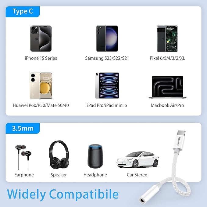 USB C to 3.5mm Headphone Jack Adapter for iPhone 16/16 Pro/15/15 Pro/Pro Max/Plus, Type C Aux Audio Dongle Cable Cord Compatible with iPad, Samsung Galaxy S23/S23/S22/S21Ultra, MacBook,Note（3 Pack）