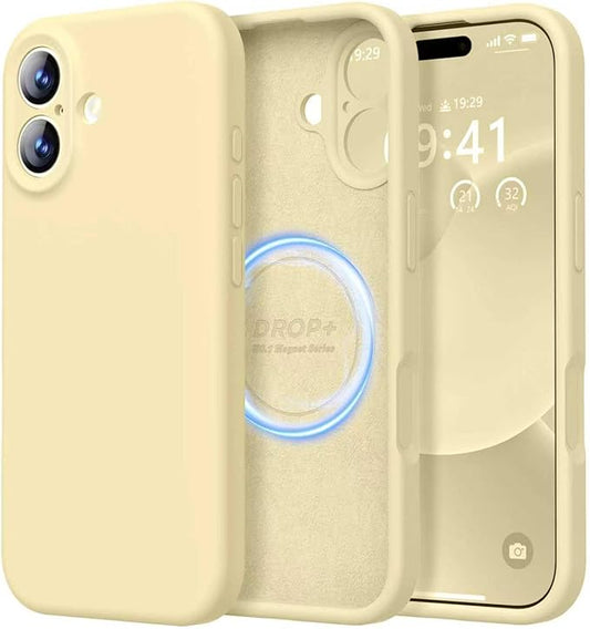 LOVE 3000 Designed for iPhone 17 Case, Premium Silicone [Compatible with Magsafe][Soft Anti-Scratch Microfiber Lining] Shockproof Protective Phone Case for Men Women 6.3", Creamy Yellow