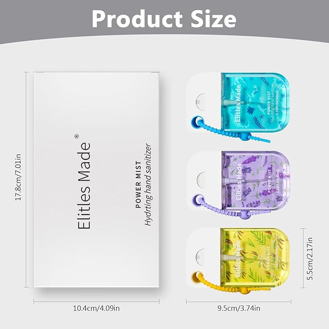 Hand Sanitizer Spray, 3Pack Spray Hand Sanitizer Travel Size With Cute Keychain, Scented Pocket Power Mist Hydrating Women Teen Girl Gifts, 1.35FL.OZ (Vanilla,Lavender,Ocean