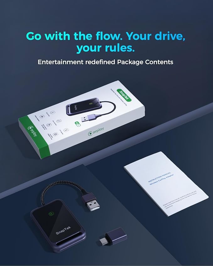 Wireless CarPlay Adapter for Apple iPhone, Convert Wired to Wireless CarPlay Dongle, Plug & Play, Stable Connection Compatible with Cars 2016+ & iOS 10+ (Auto-Reconnect, Gray)