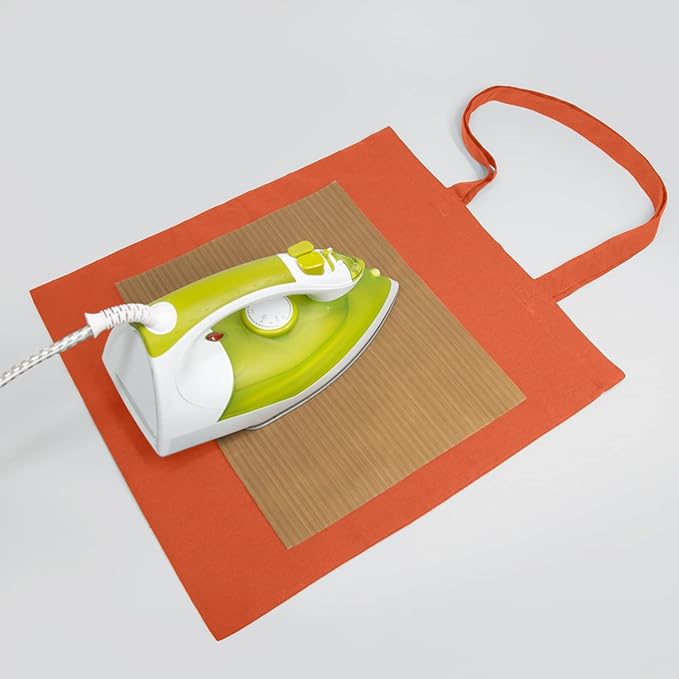 NPBAG 5 Pack 15'' X 16'' Orange Cotton Tote Bags, Blank Bulk Cloth bags with 1pc of PTFE Teflon Sheet