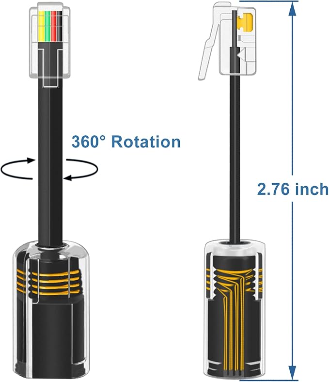 NECABLES 2+2Pack No Tangle Phone Cord for Landline 2pcs Telephone Handset Cord and 2pcs Detangler for Desk Phone Gray