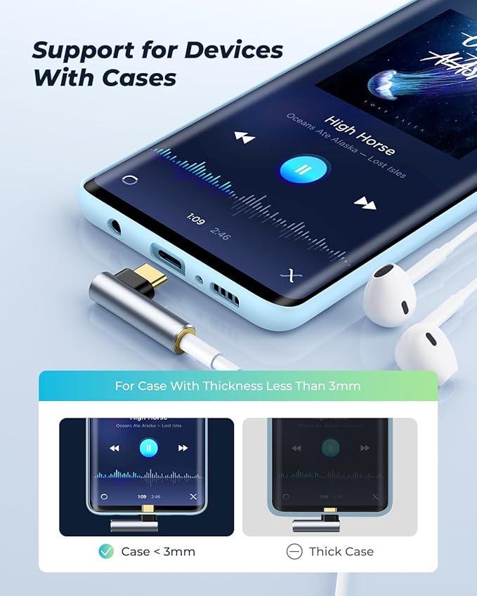 [2 Pack] USB C To 3.5mm Audio Adapter, USB Type C To 3.5mm Female Headphone Jack Dongle Aux Adapter DAC Stereo HiFi Right Angle for iPhone 17 Air, 16 15 Pro Max Plus, iPad Pro Air 5 4, Galaxy S24 S23