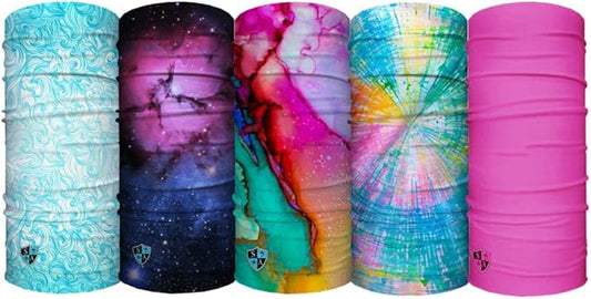 S A Company 5-Pack UV Face Shield | UV 30+ Multipurpose Neck Gaiter Balaclava for Adults