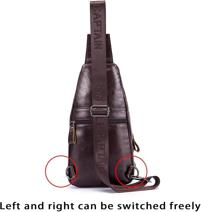 LUKZIJAES Genuine Leather Sling Bag for Men