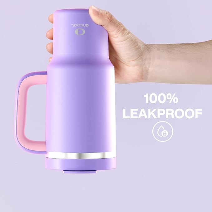 32 oz Tumbler with Handle and Straw: Stainless Steel Insulated Tumbler Keeps Cold for 24 Hours, Leakproof Travel Cup Fits in Cup Holder and BPA-Free, Mauve