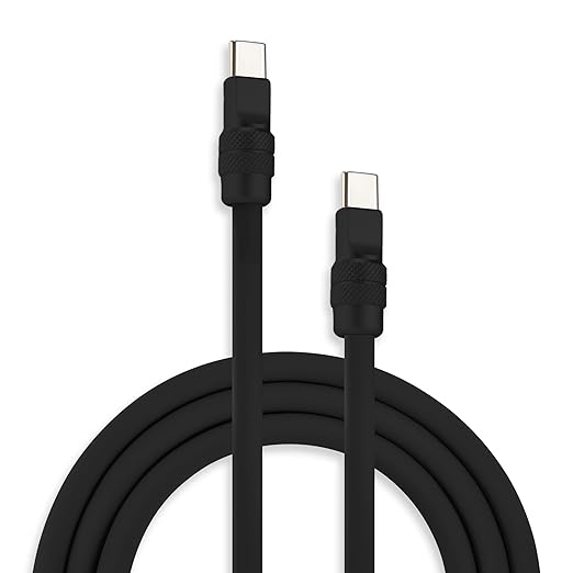 chubbycable Chubby 2.0 Fast Charging Cable Durable Soft Silicone USB C Cable 240W Extra Thick Charger Cord Compatible with iPhone 16/15 Series iPad, Black+Black, Type-C to Type-C, 16.4 FT