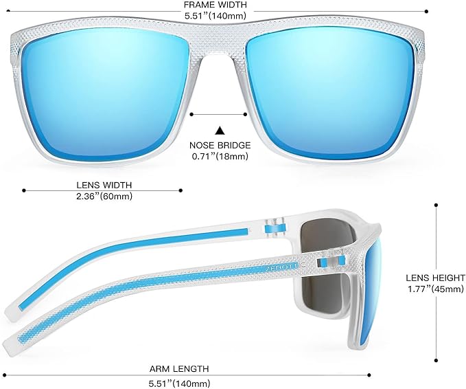 ZENOTTIC Polarized Sunglasses for Men Lightweight TR90 Frame UV400 Protection Square Sun Glasses
