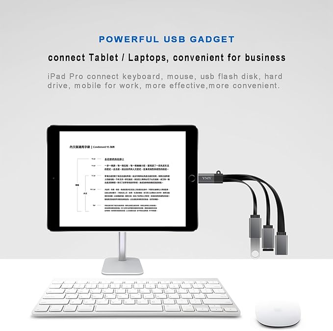 YMY Lightweight Easy Carry USB Type-C to USB-A Hub OTG Adapter Multi-Port Converter Dock 1 in 3 Out Type C Expension Cable for Mobile Tablet Laptops