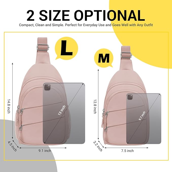 Crossbody Bags for Women, Sling Bag for Men, Small Hiking Backpack Anti Theft Lightweight for Outdoors Travel (M, Pink)