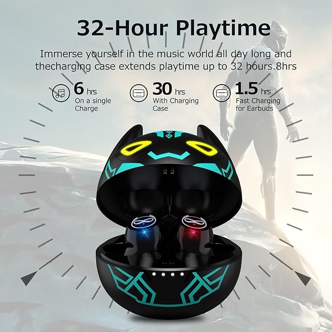 Kids Wireless Earbuds Bluetooth in-Ear Headphones with Microphone Comfort Lightweight Earphone with Noise Cancellation Bluetooth 5.0 in-Ear-Headset Touch Control 32 Hrs Playtime for iPhone/Android