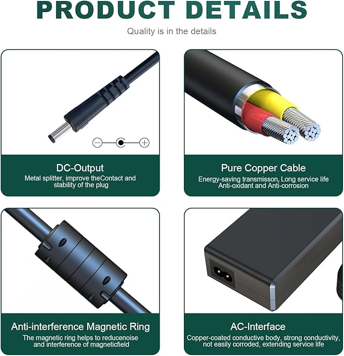 UL Listed 24V Power Supply for Canon SELPHY CP1300 CP1200 CP1500 CP910 CP900 CP800 Printer, for Fujitsu Scanner fi-7160 fi-7180 fi-7260 fi-7280 Charger Power Supply Adapter