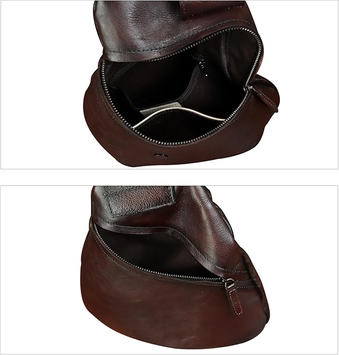 Genuine Leather Sling Bag for Men and Women Classical Real Leather Sling Backpack Purse Crossbody Bag for iPad Pro 11 inch