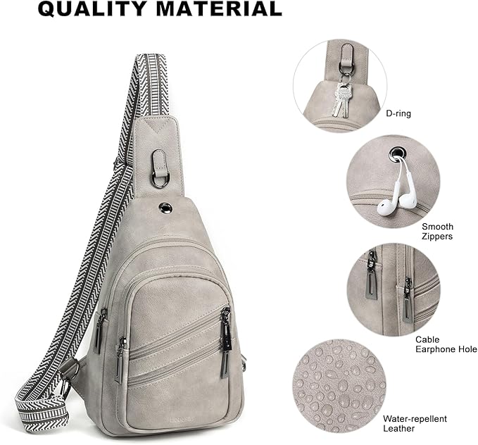 Sling Bag for Women Crossbody Purse Leather Crossbody Bag Fanny Pack Chest Pack for Travel Everyday Vacation