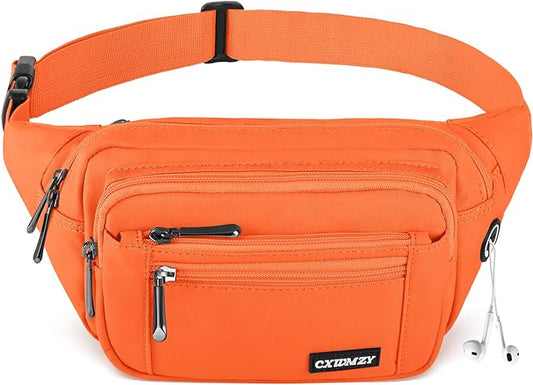CXWMZY Fanny Packs For Women & Men Waist Pack Hip Bum Bag with Multi-Pockets Large Capacity Waterproof Casual Bum Bag for Disney Traveling Casual Cycling Running Hiking (Orange)
