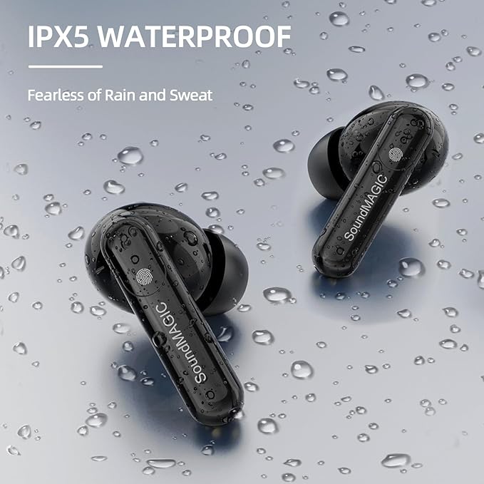 SoundMAGIC T80BT ANC True Wireless Earbuds with Hi-Res Audio,Hibrid Active Noise Cancelling, ENC Call Clarity, 20H Playtime, IPX5 Waterproof, Ultra-Comfy Fit for Sports/Work/Gaming