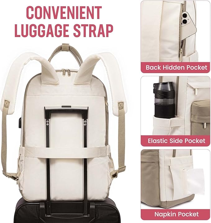 LOVEVOOK Laptop Backpack for Women, 17.3 Inch Laptop Bag with USB Port Fashion Waterproof Backpacks Teacher Nurse Stylish Travel Bags Vintage Daypacks Bookbag for College School Work