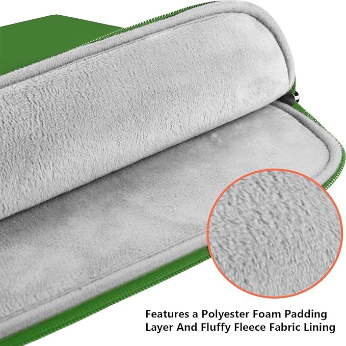 Laptop Sleeve Case 14 inch, Shockproof Protective Notebook Cover Bag with Accessory Pocket, Durable Carrying Laptop Case Compatible for MacBook HP Lenovo Dell Asus Acer, Green