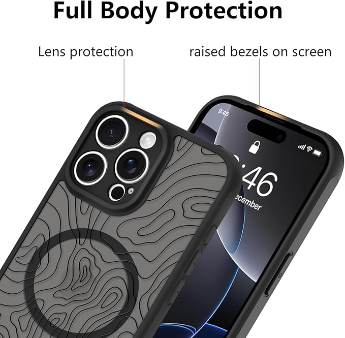 KANGHAR Case Compatible with iPhone 16 Pro Max Curly Line Pattern [Compatible with Magsafe] Cute Spiral Ripples Protective Magnetic Case for Girls Women Men 6.9"
