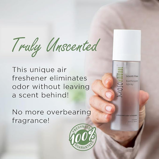 Moso Natural Scent-Free Bathroom Spray (2 Pack) A Discreet Odor Eliminator and Toilet Spray. Unscented. (3.4 oz Per Bottle)