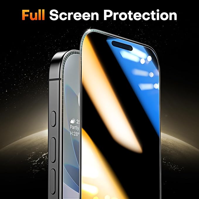 TOCOL Privacy Screen Protector for 17, 6.3 inch 9H Hardness Military Grade Shatterproof HD Tempered Glass for Full Coverage Easy Installation 2 Pack